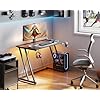 ODK 120 x 50 cm Gaming Table with LED & Socket, Gaming Desk with Cup Holder and Headphone Hook, Double Z-Frame Design, Small Computer Desk, Carbon Fibre Black