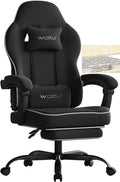 WOLTU Gaming Chair with Pocket Spring Cushion, Gaming Chair 150 kg Load Capacity, Ergonomic Swivel Chair, Gamer Chair with Pillow, Lumbar Cushion, Footrest, Tech Fabric, Black, GS10sz