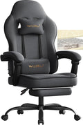 WOLTU Gaming Chair with Pocket Spring Cushion, 150 kg Weight Capacity, Ergonomic Swivel Chair, with Pillow, Lumbar Cushion, Footrest, Tech Fabric/Mesh, Grey, GS10gr