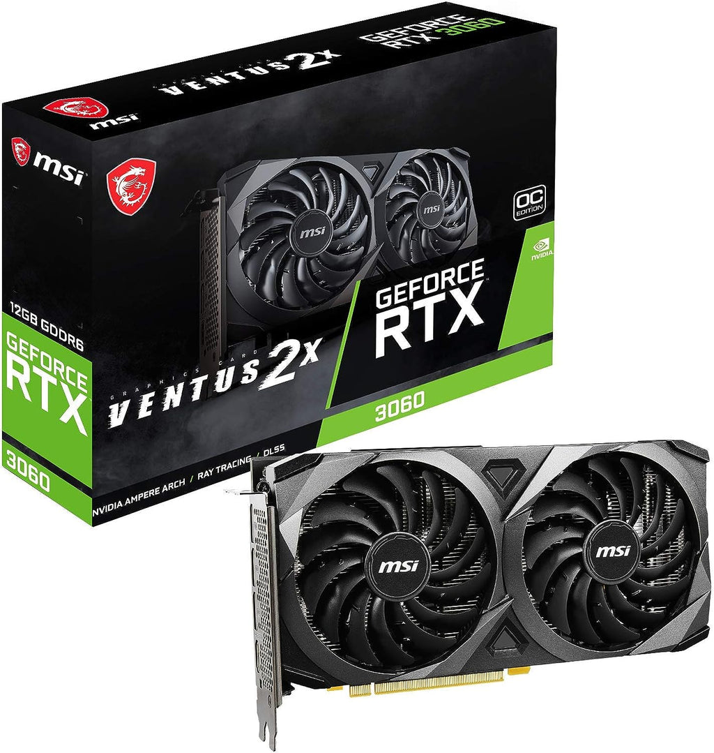 MSI Gaming GeForce RTX 3060 12GB 15Gbps GDRR6 192-Bit HDMI/DP PCIe 4 Torx Twin Fan Ampere OC Graphics Card (RTX 3060 Ventus 2X 12G OC)