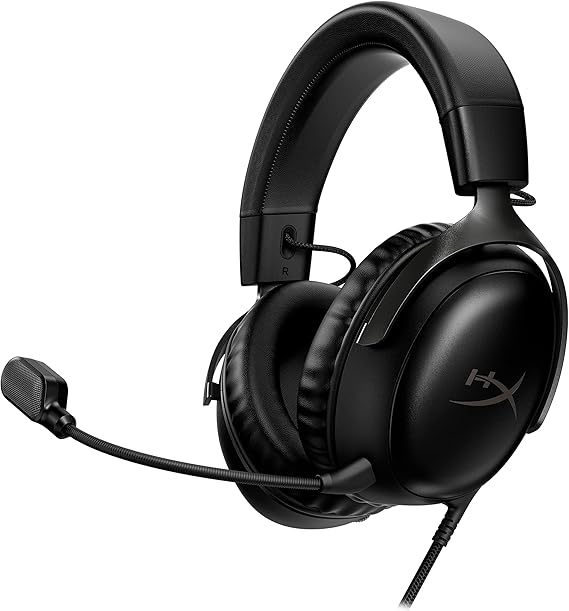 HyperX Cloud III Wired Gaming Headset, PC, PS5, Xbox Series X|S, Angled 53 mm Drivers, DTS, Memory Foam, Sturdy Frame, Ultra Clear 10 mm Microphone, USB-C, USB-A, 3.5 mm, Black