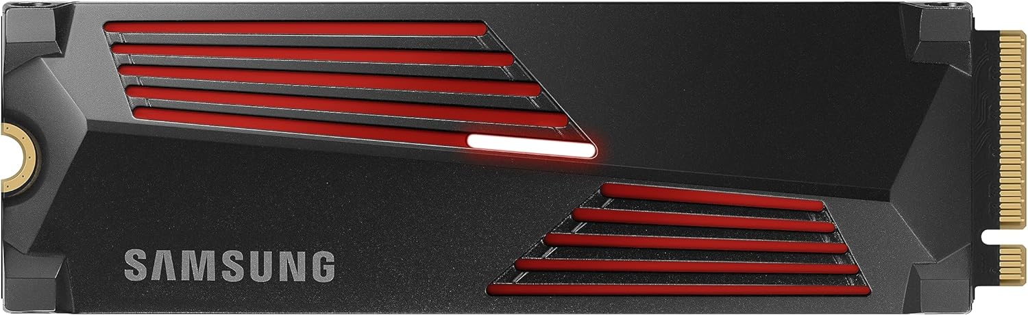 Samsung 990 PRO Heatsink NVMe M.2 SSD with Heatsink, 4TB, PCIe 4.0, 7450MB/s Read, 6900MB/s Write, Internal SSD with RGB for PC/Console Gaming and Video Editing, MZ-V9P4T0CW