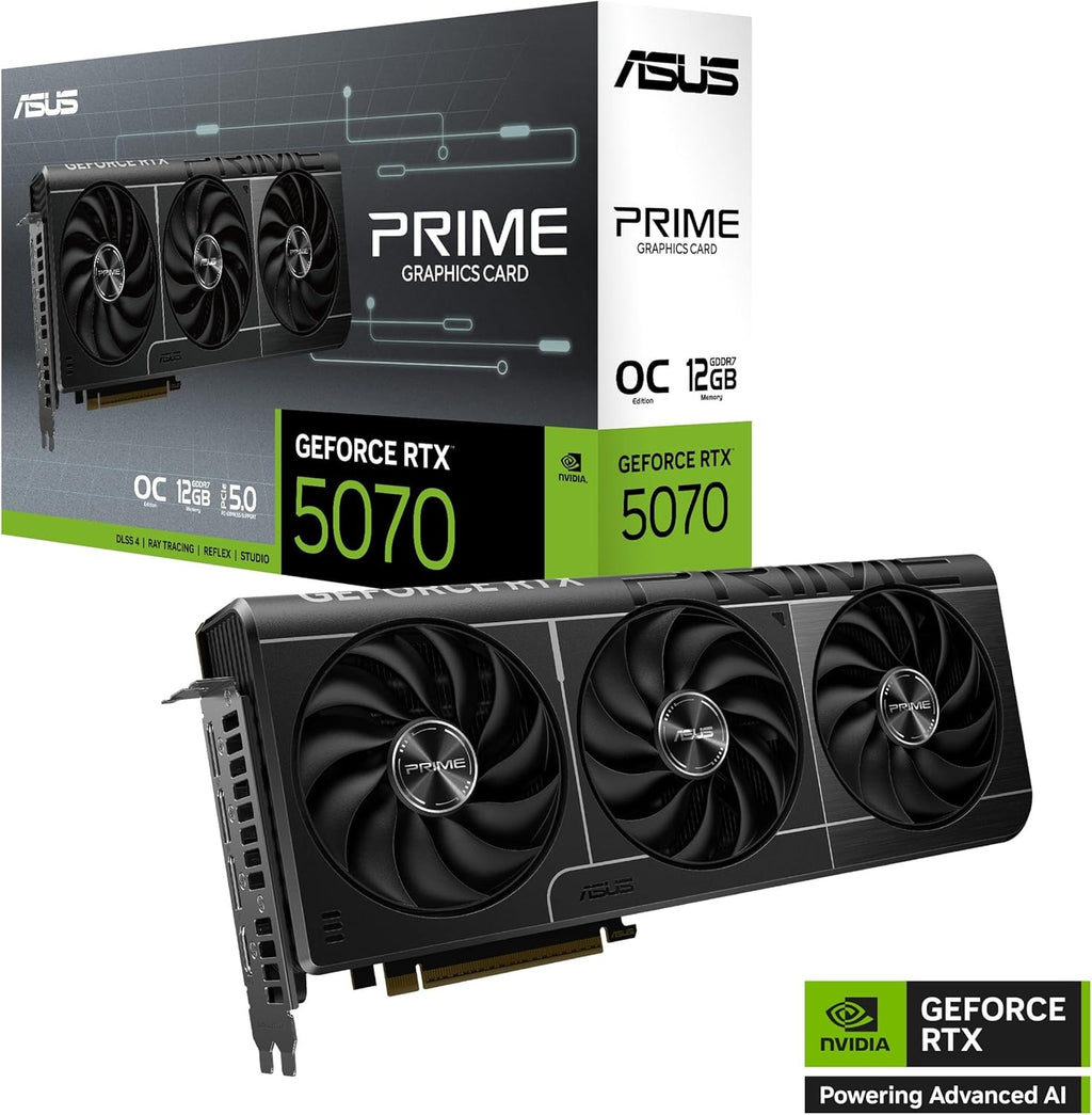 ASUS TUF Gaming GeForce RTX 5070 12GB GDDR7 OC Edition Graphics Card (NVIDIA Blackwell Architecture and DLSS 4, 2.5 Slot Design, SSF, PCIe 5.0, 3X DisplayPort 2.1b, 2X HDMI 2.1b)