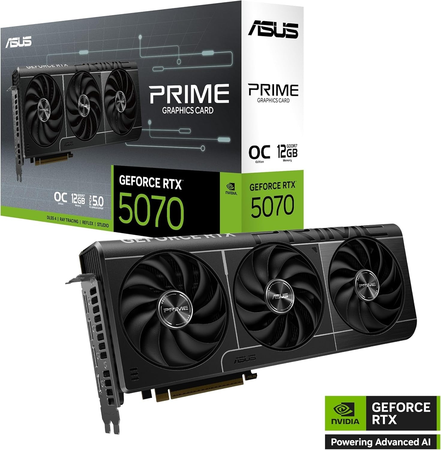 ASUS TUF Gaming GeForce RTX 5070 12GB GDDR7 OC Edition Graphics Card (NVIDIA Blackwell Architecture and DLSS 4, 2.5 Slot Design, SSF, PCIe 5.0, 3X DisplayPort 2.1b, 2X HDMI 2.1b)