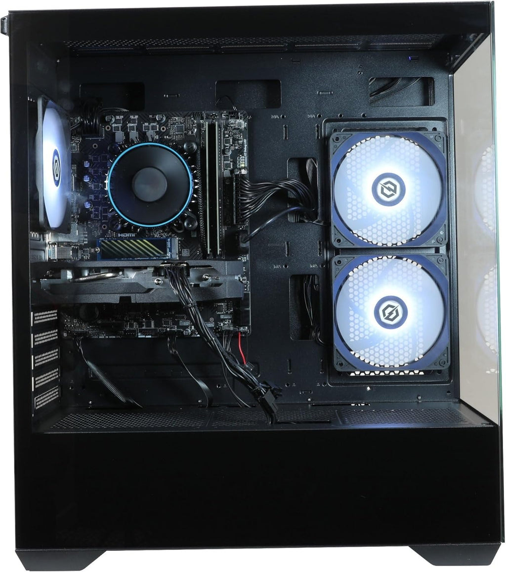 CYBERPOWERPC Wyvern Gaming PC - AMD Ryzen 7 5700X, AMD Radeon RX 9060 XT 8GB, 16GB RAM, 1TB NVMe SSD, 650W 80+ PSU, Wi-Fi, Windows 11, Prism Panoramic RGB White