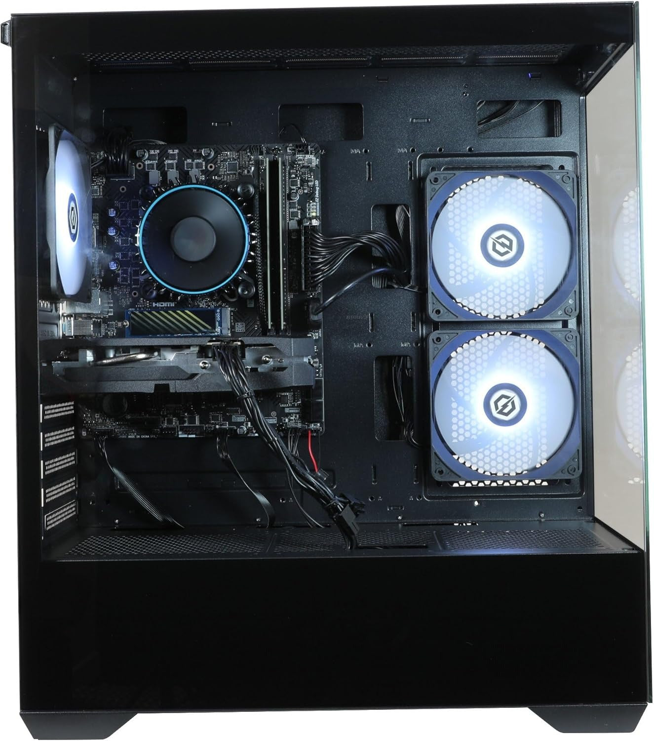 CYBERPOWERPC Wyvern Gaming PC - AMD Ryzen 7 5700X, AMD Radeon RX 9060 XT 8GB, 16GB RAM, 1TB NVMe SSD, 650W 80+ PSU, Wi-Fi, Windows 11, Prism Panoramic RGB White